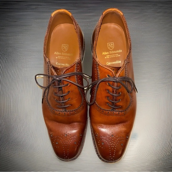 Allen Edmonds 7D Cornwallis Chestnut Brown Oxford Derby Leather Shoes - Picture 3 of 16